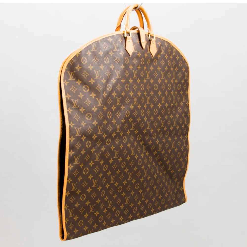 Louis Vuitton Monogram Canvas Garment Bag Suit Carrier Travel Vachetta Leather
